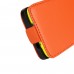 Nokia Lumia 520 - Genuine Leather Up Down Flip Protective Phone Cover Case - Orange